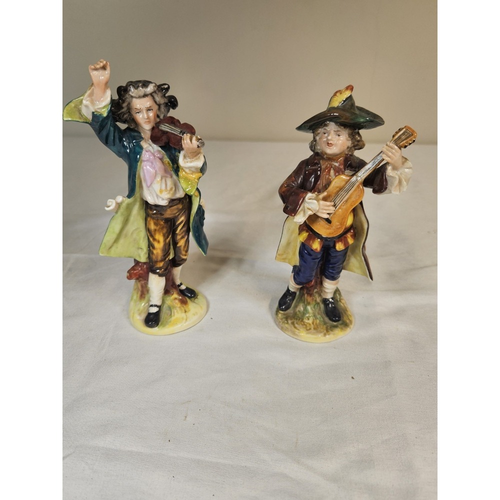 Vintage 2 Piece Porcelain Mid Century Musicians -‎ V. Brogini